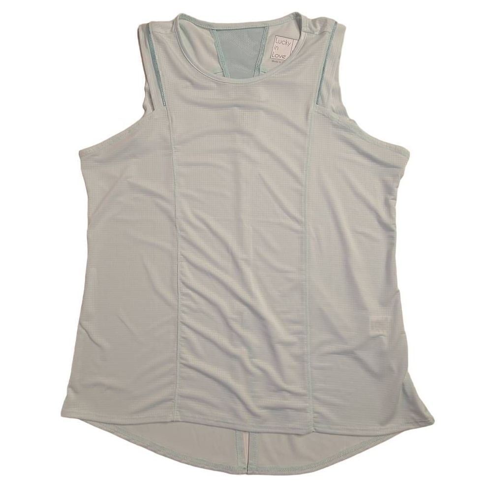 New Lucky in Love Womens Light Aqua Tennis Athletic Tank Top Medium
